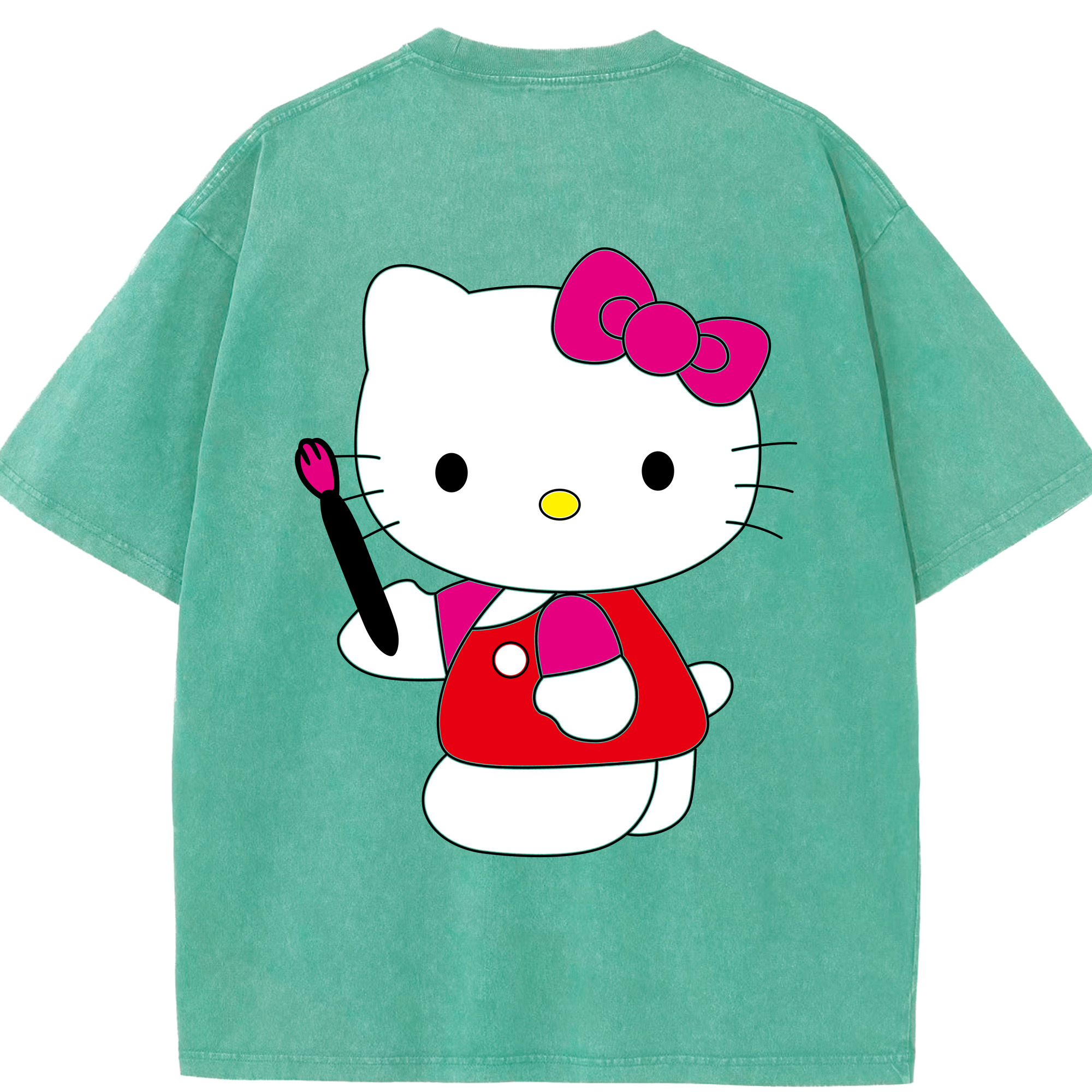 （画像用） Hello Kitty ハローキティ 綿100% ヴィンテージ風 半袖Tシャツ（背面プリント）